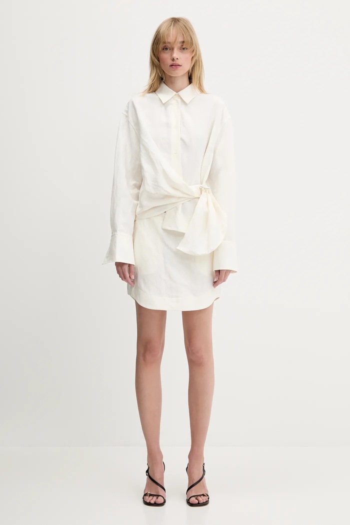 JW Anderson linen blend shirt Draped Twisted SH0346.PG1690.002 beige