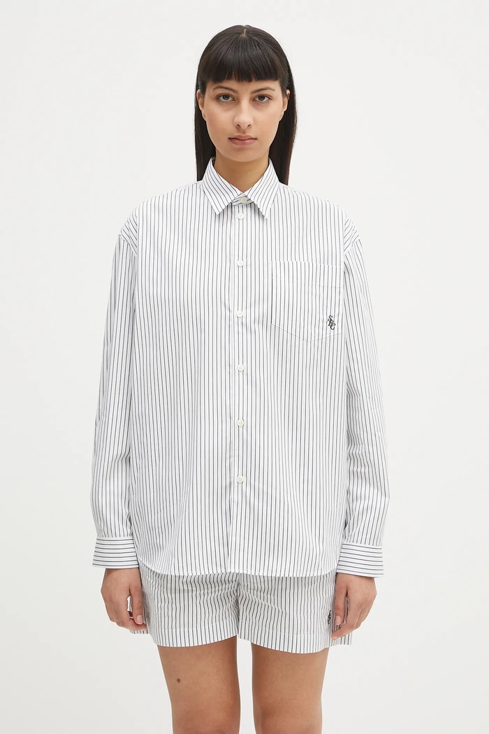 Бавовняна сорочка Sporty & Rich Src Oversized візерунок білий SI006606302ST71