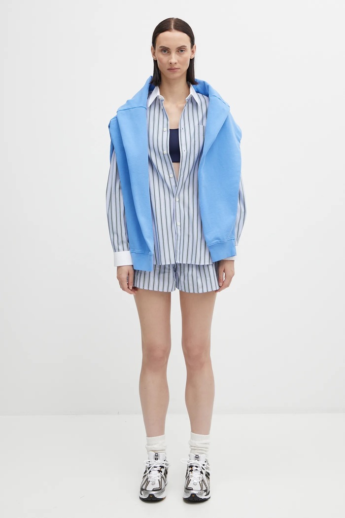 Бавовняна сорочка Sporty & Rich Src Oversized SI019621302MU02 блакитний