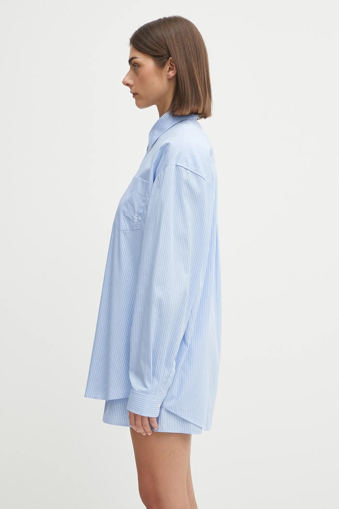 Бавовняна сорочка Sporty & Rich Src Oversized SI006602302ST08 блакитний SS25