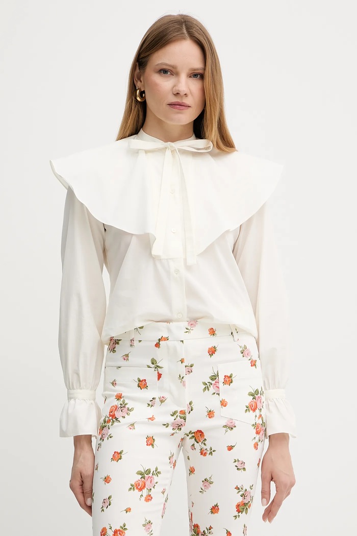 Weekend Max Mara cămașă din bumbac lung bej 2515111043600