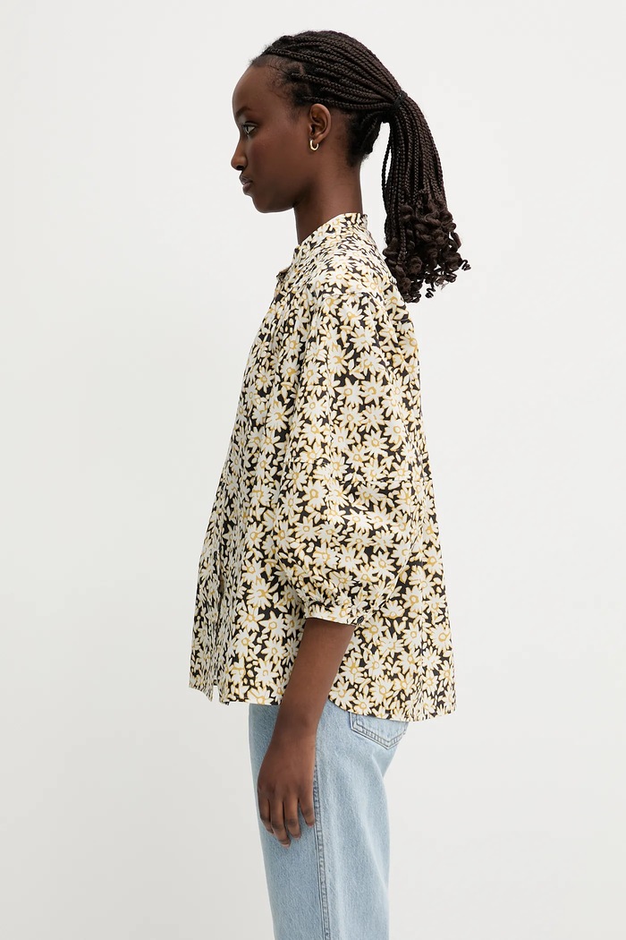 Maison Kitsuné camicia in cotone Maxi Sleeve OW00417WC5048 nero SS25