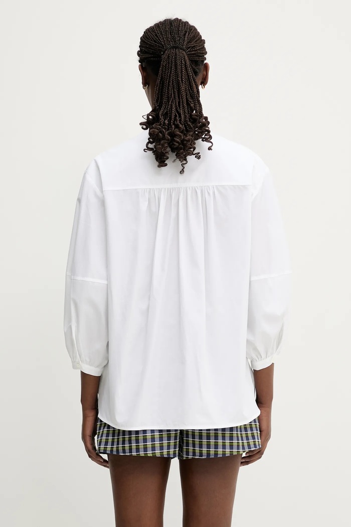 Одежда Хлопковая рубашка Maison Kitsuné Crafted Embroidery OW00428WC5010 белый