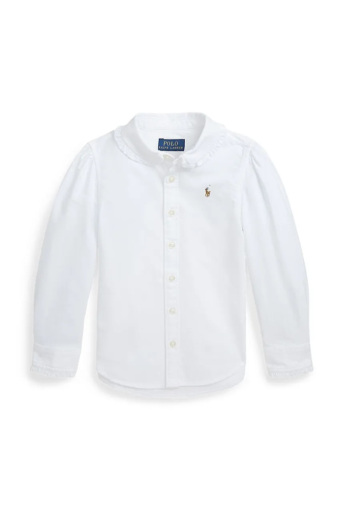 Детская хлопковая рубашка Polo Ralph Lauren длинный белый 312929954001