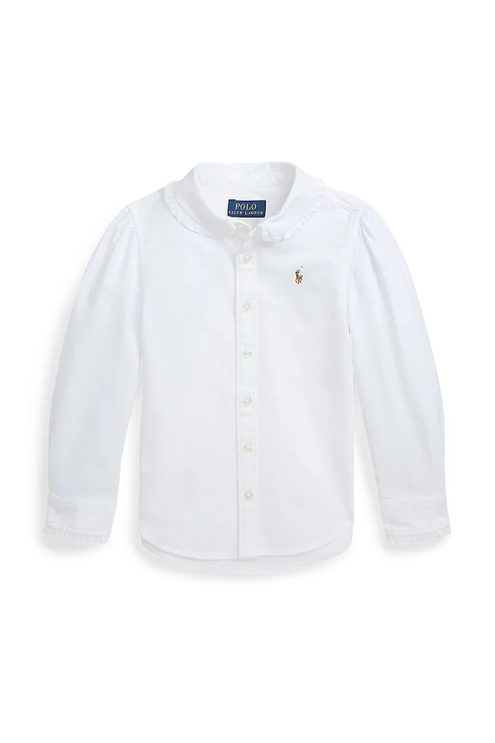 Детская хлопковая рубашка Polo Ralph Lauren длинный белый 312929954001