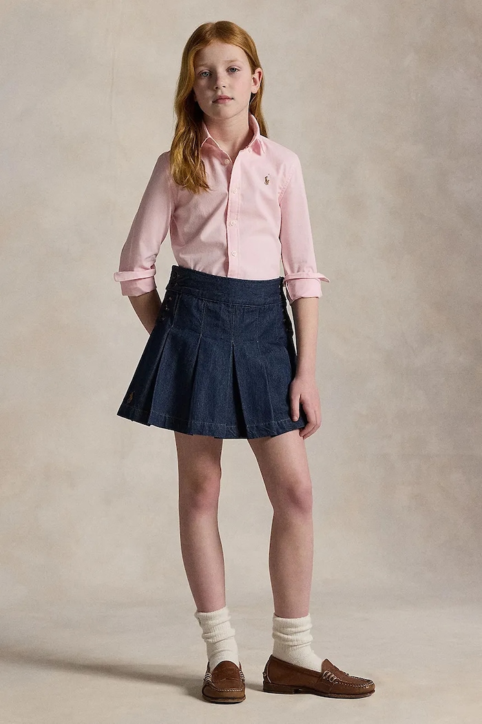 Detská bavlnená košeľa Polo Ralph Lauren ružová 313929954002
