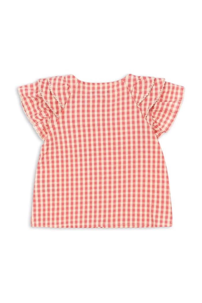 Fete Konges Sløjd Camasa de bumbac pentru copii KIM FRILL SS SHIRT GOTS KS102306 roz