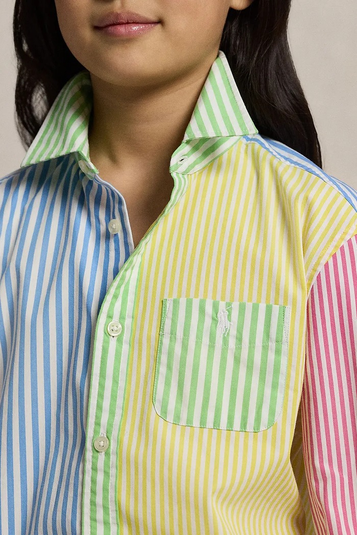 Camasa de bumbac pentru copii Polo Ralph Lauren albastru 313964276001