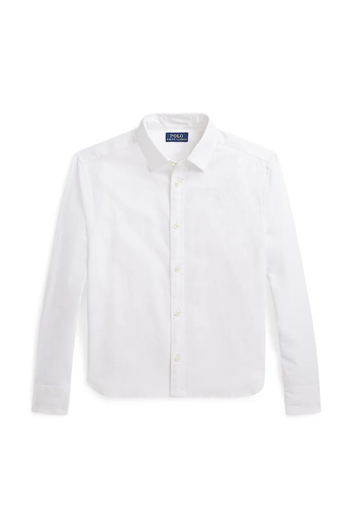 Polo Ralph Lauren cămașă de in pentru copii lung alb 313964549001