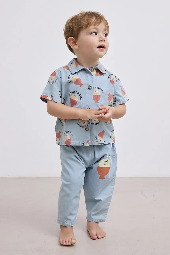 Бебешка памучна риза Bobo Choses Morning Egg памук син 125AB026