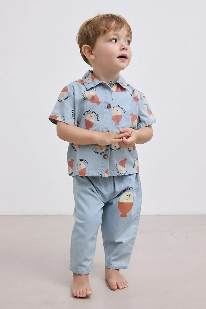 Бебешка памучна риза Bobo Choses Morning Egg памук син 125AB026