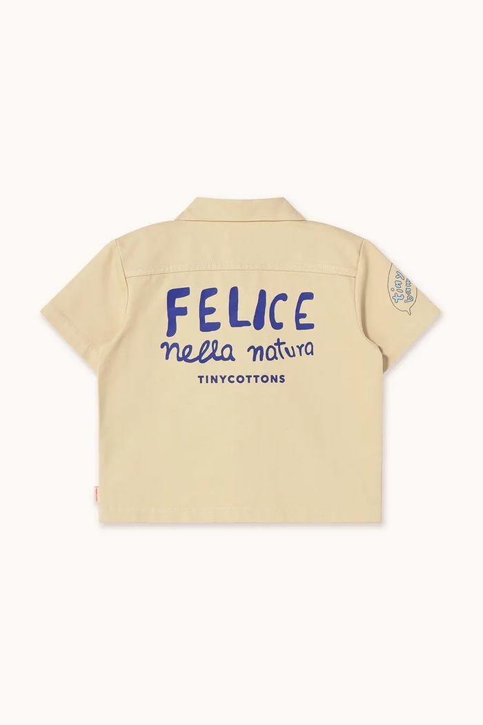 Момче Детска памучна риза Tinycottons ARTSY TREE SHIRT SS25.201 бежов