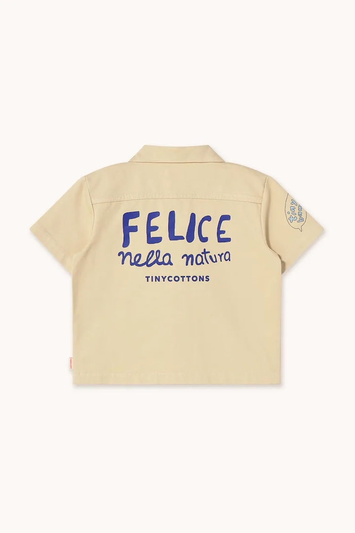 Момче Детска памучна риза Tinycottons ARTSY TREE SHIRT SS25.201 бежов