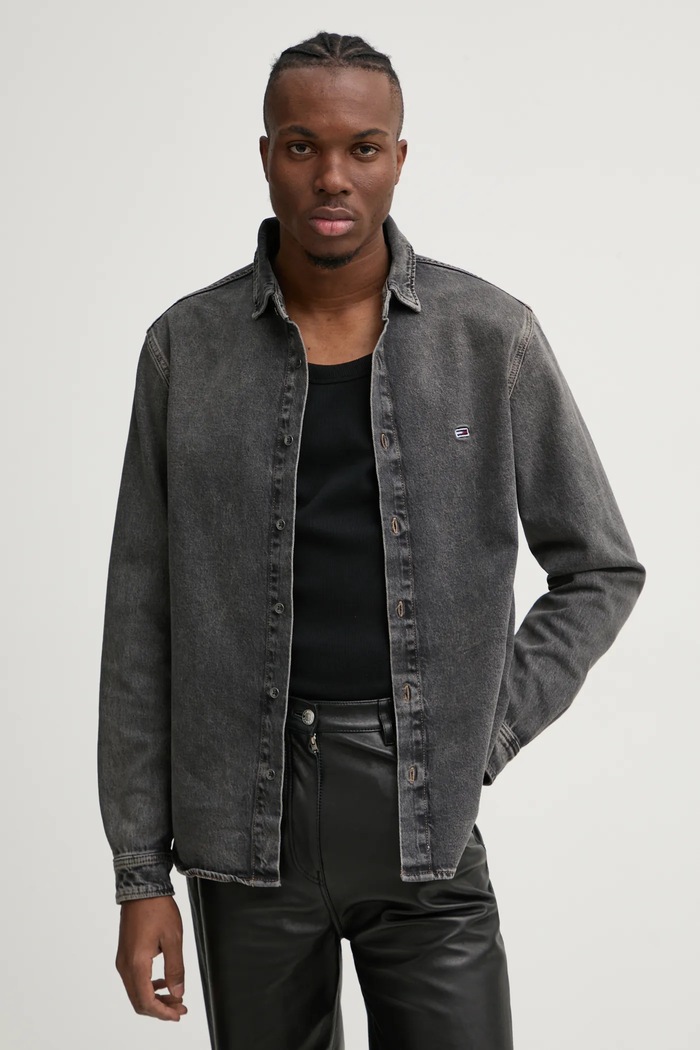 Tommy Jeans koszula jeansowa z elastanem szary DM0DM20619