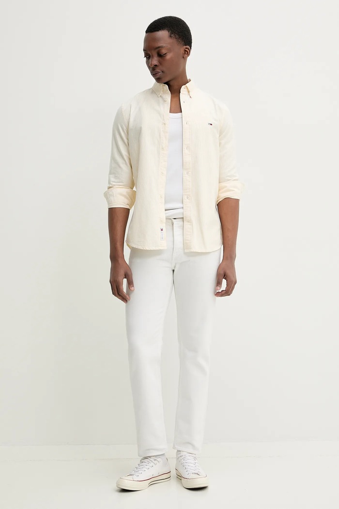 Tommy Jeans koszula bawełniana DM0DM20668 żółty SS26