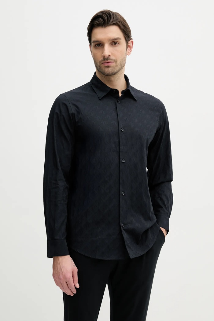 Памучна риза Armani Exchange стандартна тъмносин XM000197.AF12179