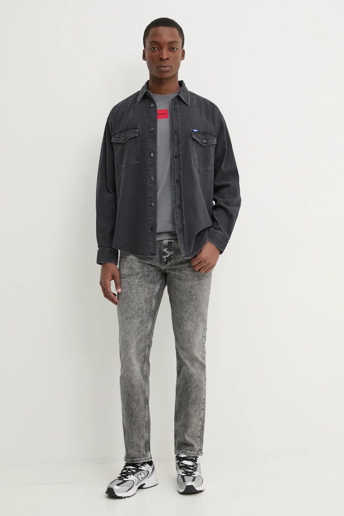 HUGO Blue koszula jeansowa 50534179 szary SS25