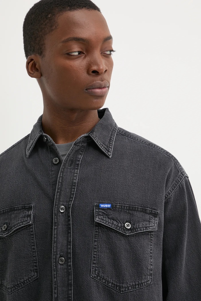 HUGO Blue koszula jeansowa 50534179 szary