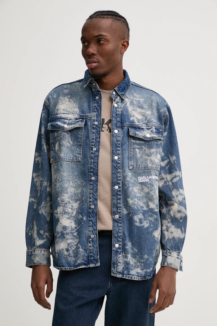 Jeans srajca Karl Lagerfeld Jeans Dolg modra A1M16013