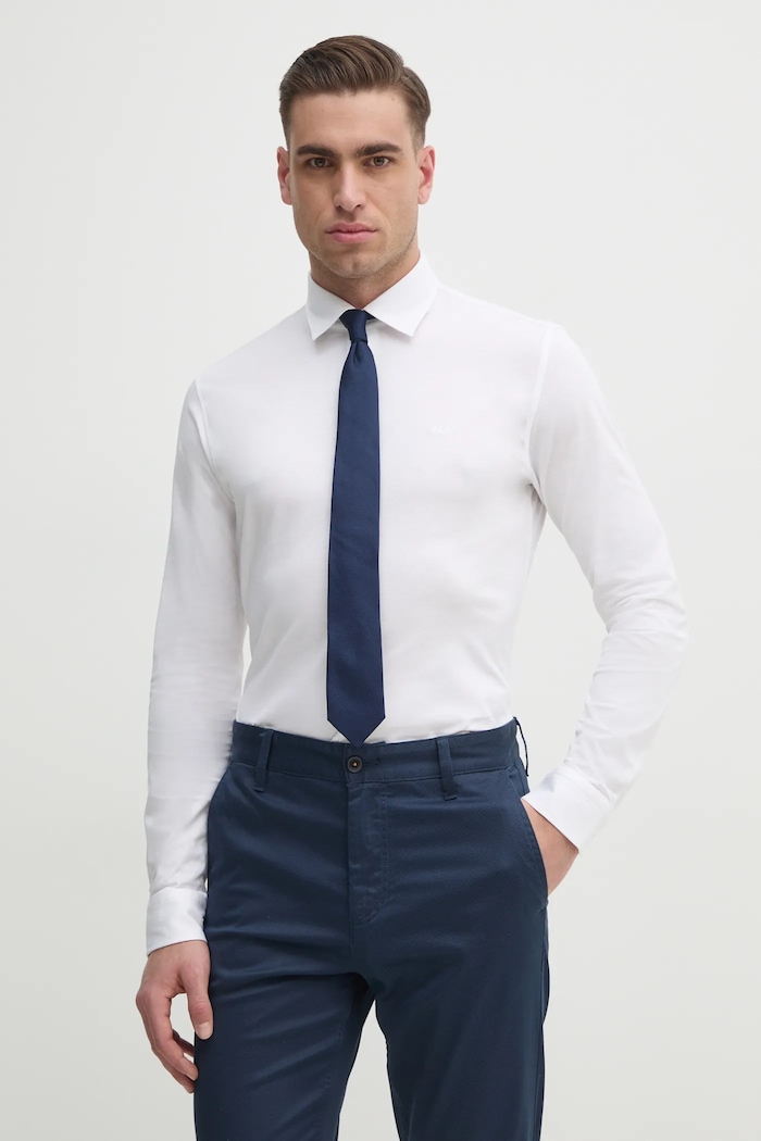 BOSS Orange košile pánská bavlněná Mysoft_2_M slim bílá 50519748