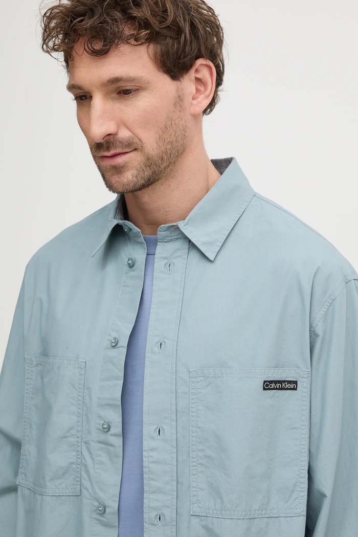 Bavlněná košile Calvin Klein Jeans modrá J30J326721