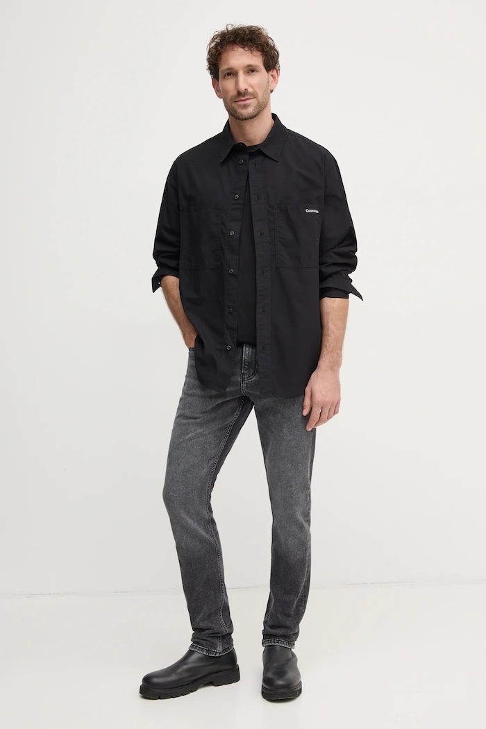 Calvin Klein Jeans koszula bawełniana J30J326721 czarny SS25
