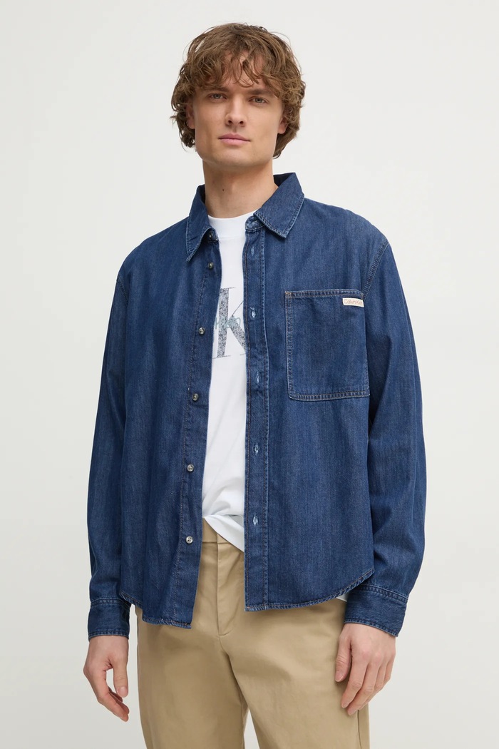 Calvin Klein Jeans koszula jeansowa regular niebieski J30J327022