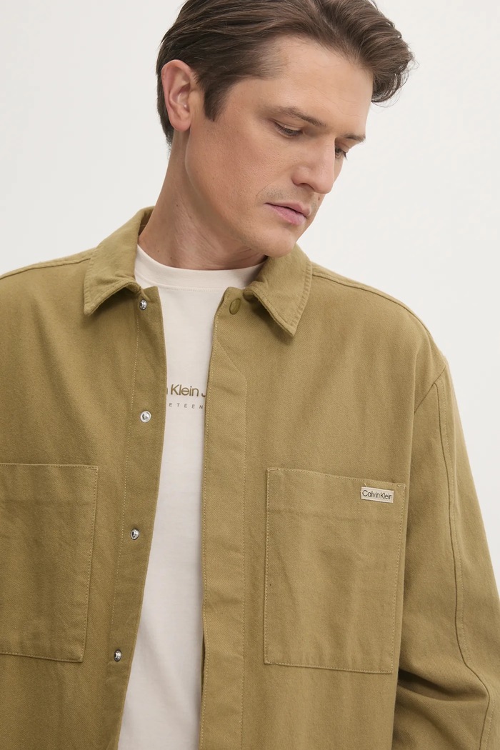 Pamučna košulja Calvin Klein Jeans zelena J30J327108