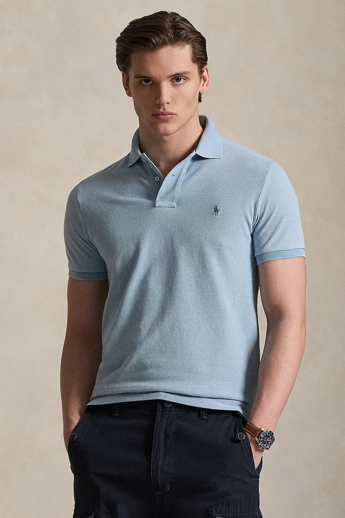 Bavlnené polo tričko Polo Ralph Lauren slim modrá 710970582