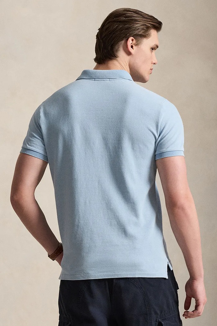 Хлопковое поло Polo Ralph Lauren 710970582 голубой SS25
