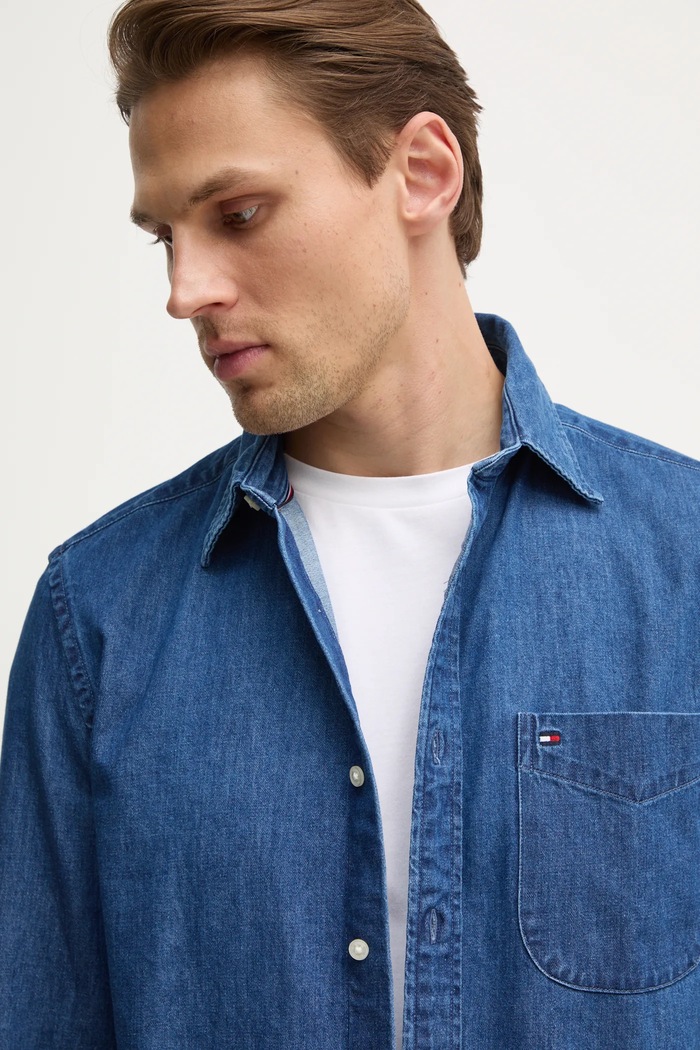 Džínová košile Tommy Hilfiger MW0MW37581 modrá