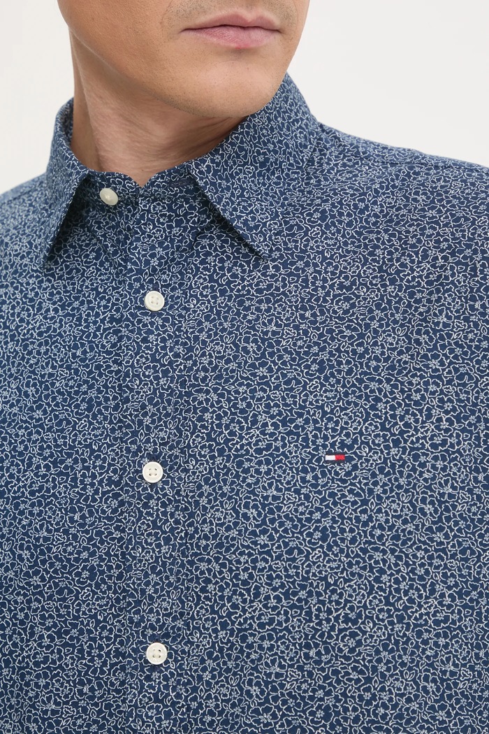 Tommy Hilfiger koszula bawełniana MW0MW38089 granatowy SS25