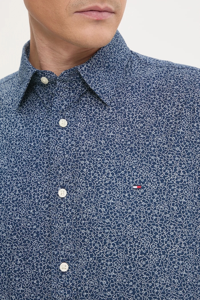 Tommy Hilfiger koszula bawełniana MW0MW38089 granatowy SS25