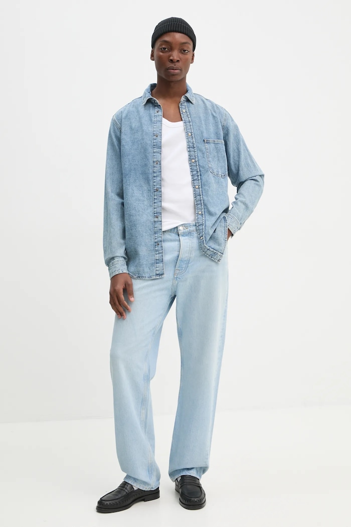 Samsoe Samsoe camasa jeans M24400076 albastru SS25