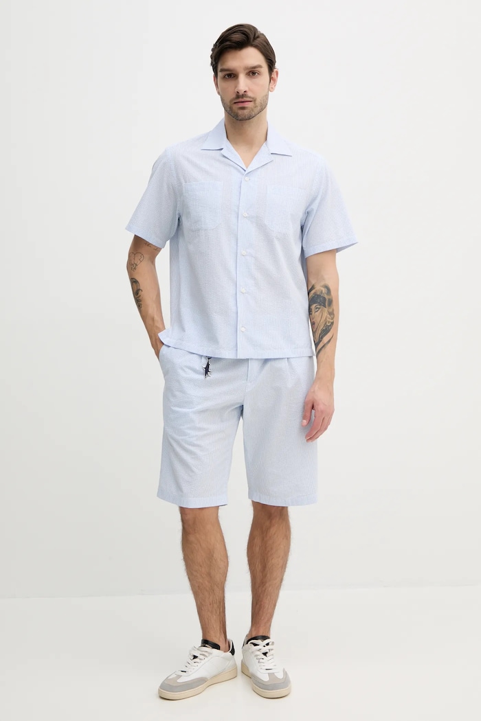 Pamučna košulja Paul&Shark 25413289 plava SS25