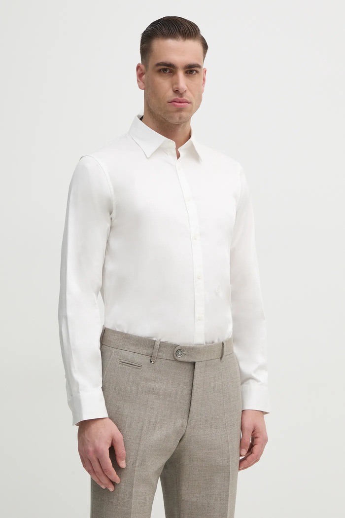 Armani Exchange košile pánská bavlněná s elastanem hladký bílá XM000339.AF10192.NOS