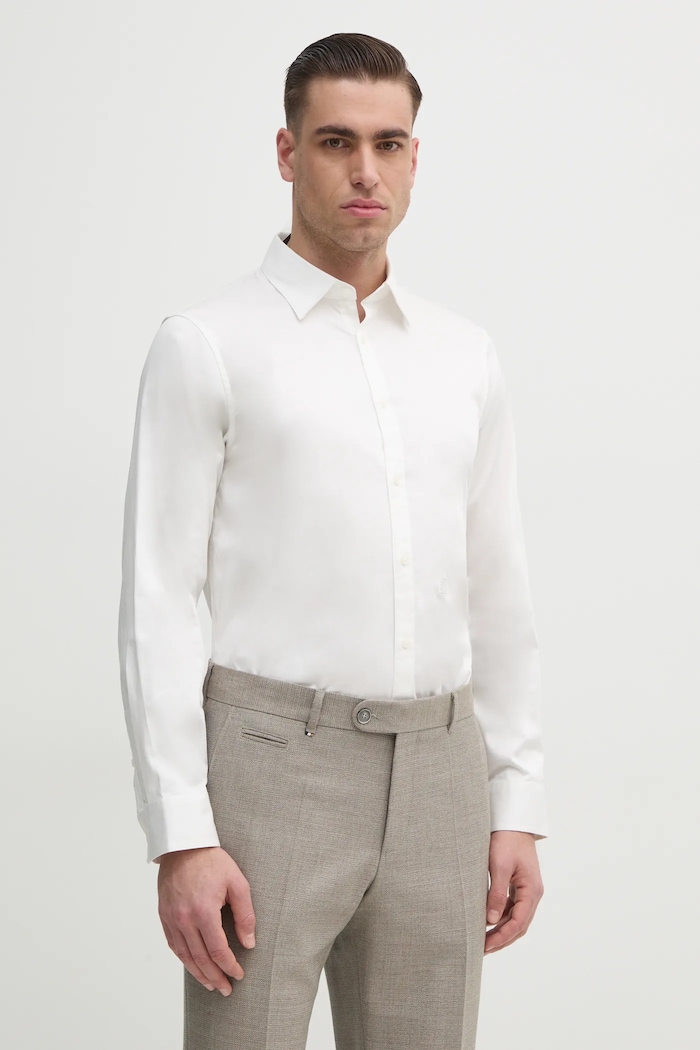 Armani Exchange košile pánská bavlněná s elastanem hladký bílá XM000339.AF10192.NOS
