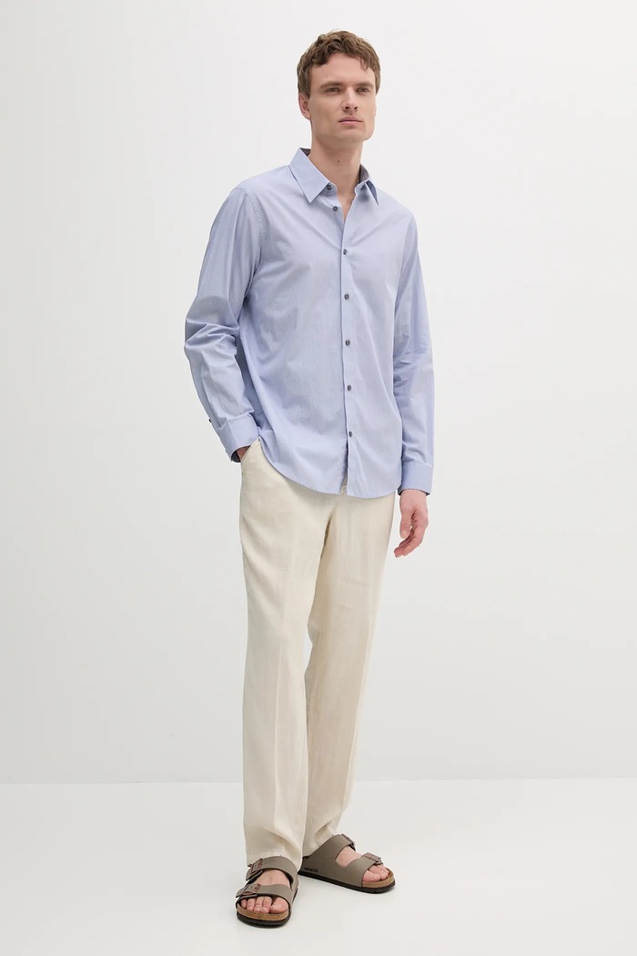 Bavlnená košeľa Armani Exchange XM000445.AF13007 modrá SS25