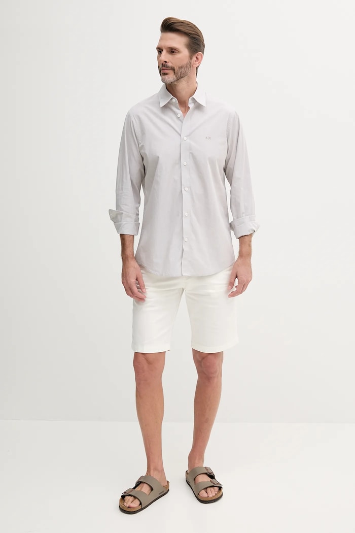 Bavlnená košeľa Armani Exchange XM000445.AF13007 sivá SS25