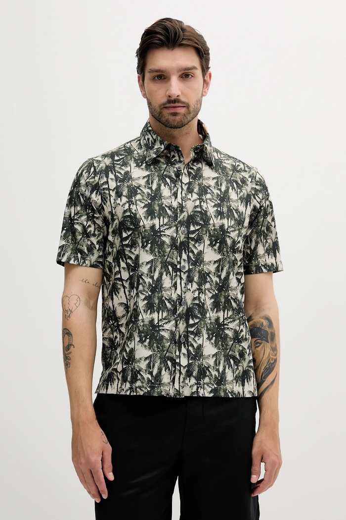 Armani Exchange koszula bawełniana wzorzyste zielony XM001240.AF14869