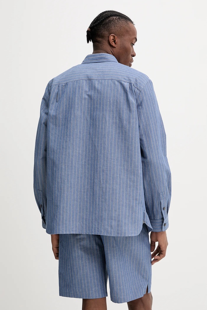 Odjeća Košulja s dodatkom lana A.P.C. chemise malo COHFW.H12532 plava
