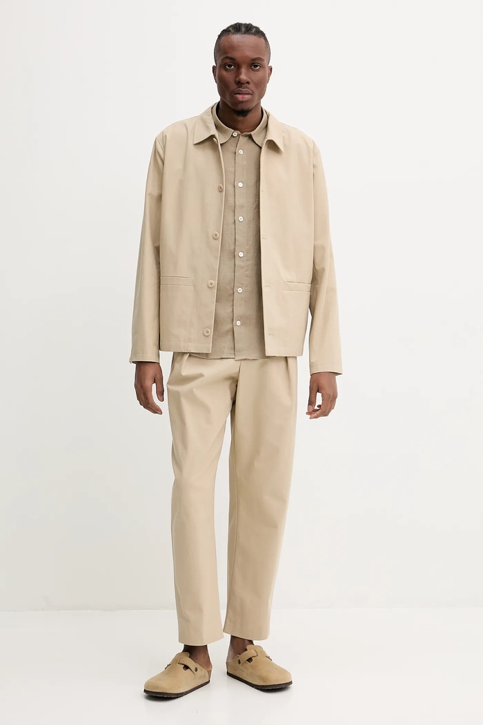 Ленена риза A.P.C. chemisette bellini logo LIAEK.H12551 зелен SS25
