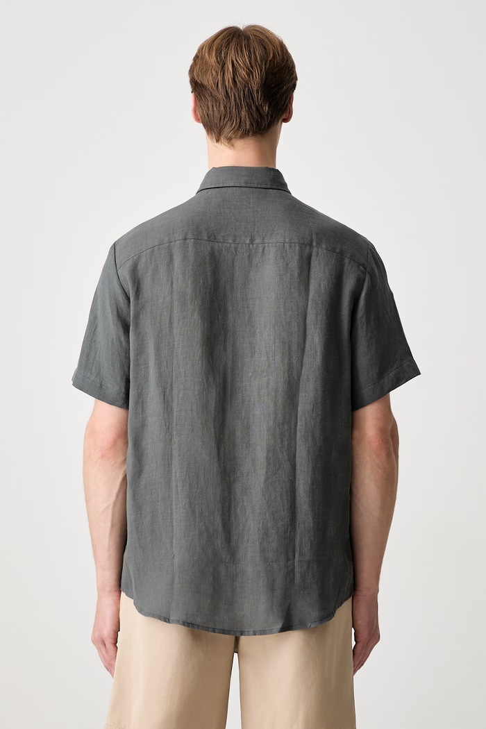 Oblečení A.P.C. košile pánská chemisette bellini logo LIAEK.H12551 šedá