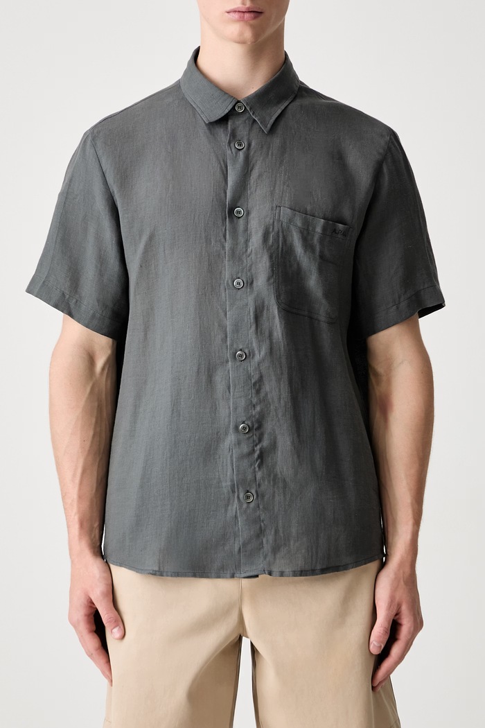 A.P.C. košile pánská chemisette bellini logo šedá LIAEK.H12551