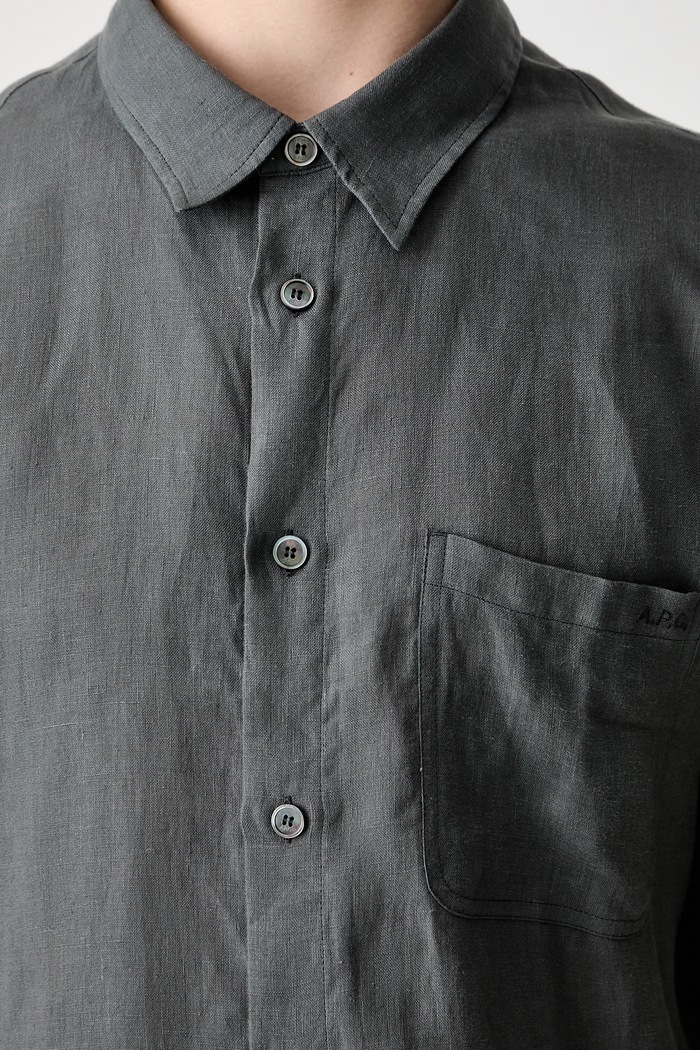 A.P.C. košile pánská chemisette bellini logo LIAEK.H12551 šedá