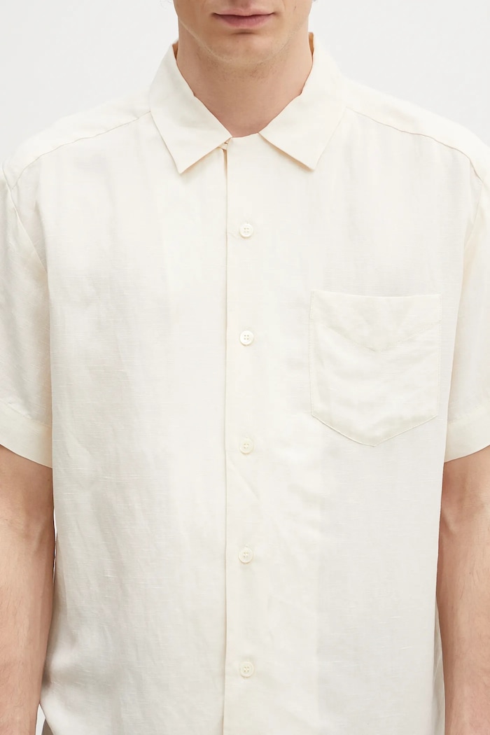 A.P.C. camicia in lino misto chemisette roy beige VIALV.H12608