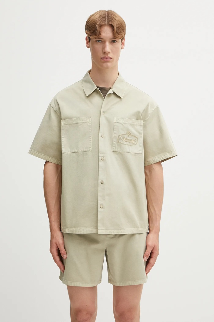 Βαμβακερό πουκάμισο Represent Short Sleeve Cotton Overshirt χαλαρό μπεζ MLM21482.25