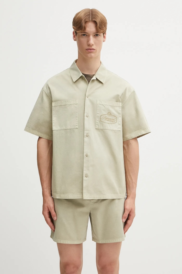 Βαμβακερό πουκάμισο Represent Short Sleeve Cotton Overshirt χαλαρό μπεζ MLM21482.25