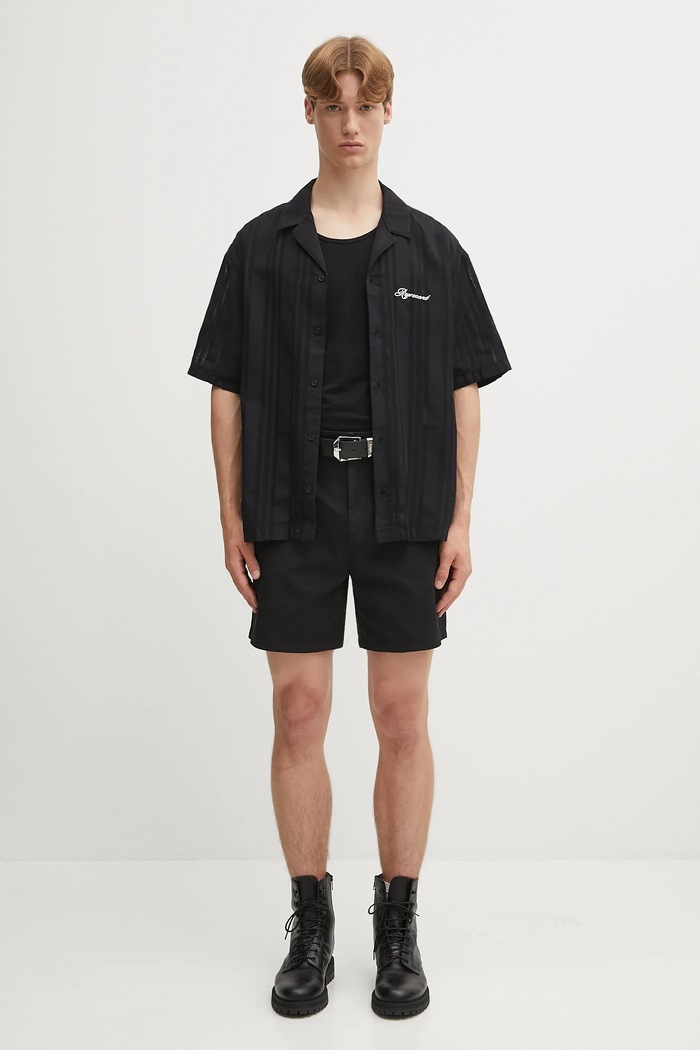 Bavlněná košile Represent Embroidered Bowling Shirt MLM2967.01 černá