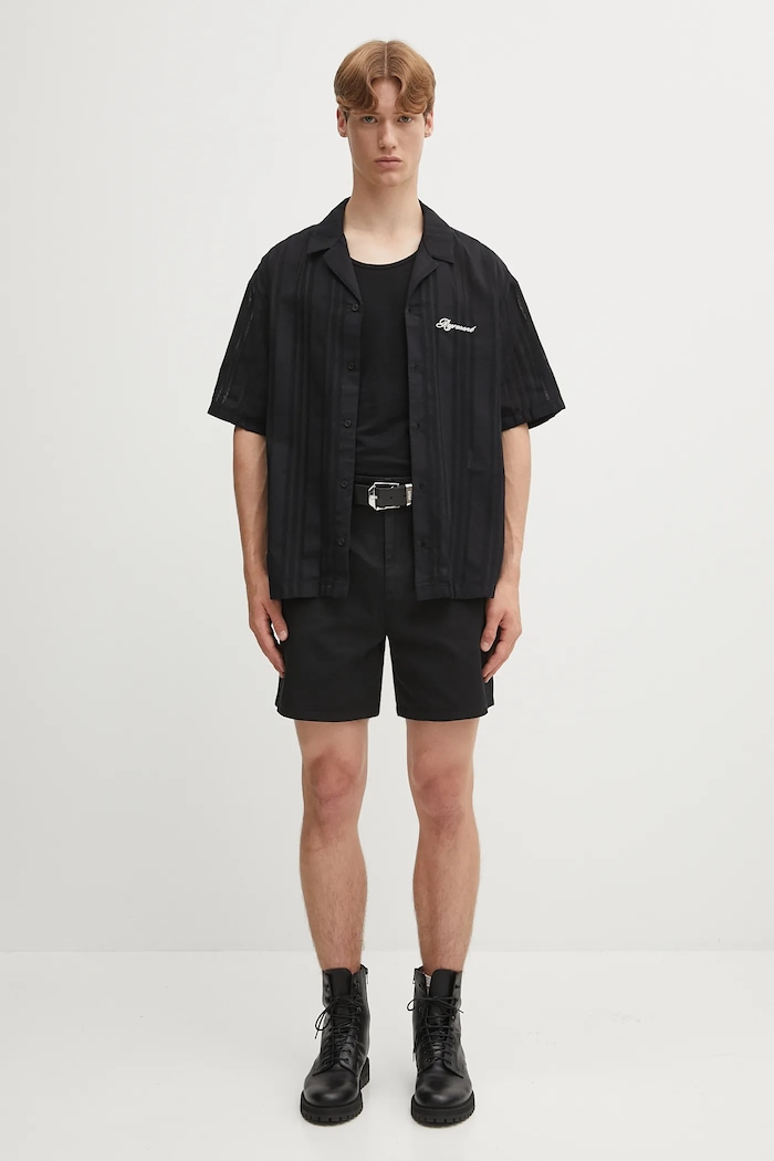 Bavlněná košile Represent Embroidered Bowling Shirt MLM2967.01 černá